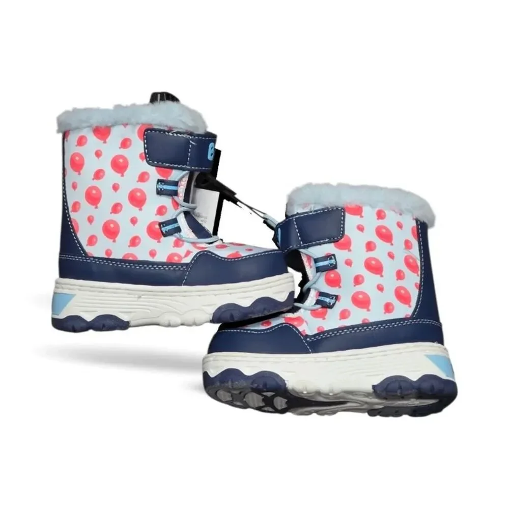 Bluey Toddler Kids Size 7 Winter Boots with Faux Fur Trim Blue Pink New